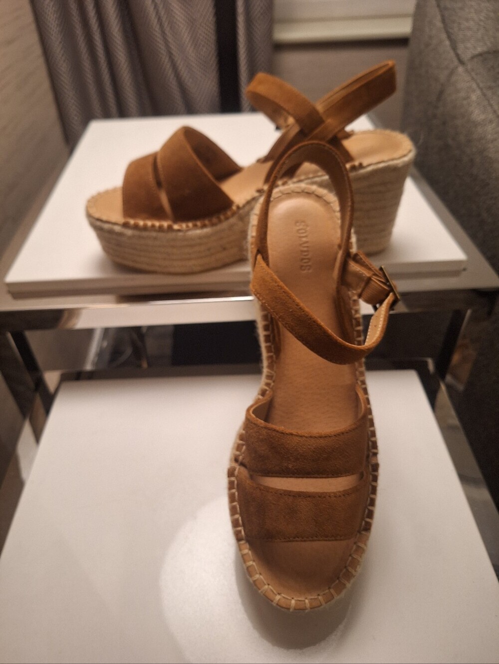 Soludos Women’s Tan Suede Espadrille Wedge Sandals Size 9.5 - Picture 7 of 9